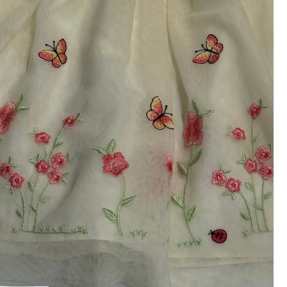 Jona Michelle Sz. 5 Ivory Dress Embroidered Flowers Butterflies Ladybug Formal - Picture 5 of 10